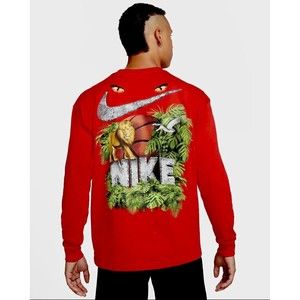 Nike Jungle Safari Basketball Long sleeve T-shirt Red DM2533-657 Men's Size M